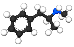 Ball-and-stick model of methamphetamine